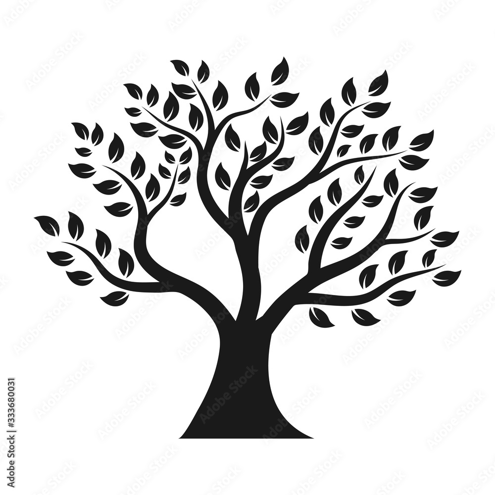 Tree silhouette flat icon illustration on white background.Isolated vector tree simple design of forest. Tree silhouette flat icon illustration on white background.Isolated vector tree simple design of forest.