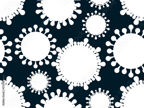 Coronavirus disease COVID-19. Virus cell seamless pattern. 2019-nCoV, middle east respiratory syndrome. Pandemic of coronavirus. Vector illustration