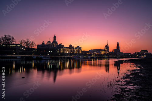 Sunset Dresden Skyline  Saxony  Germany