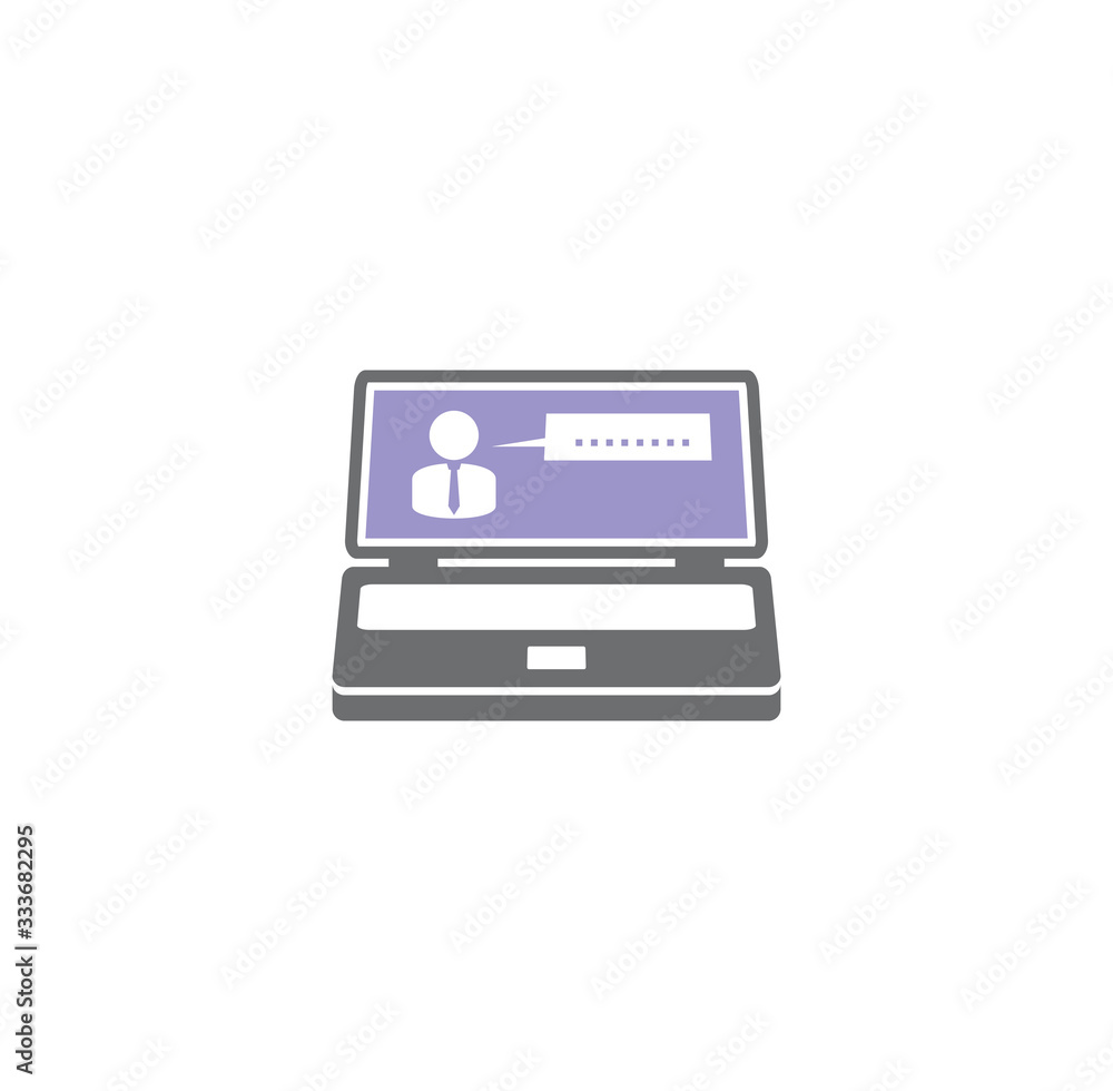 Businessman and computer related icon on background for graphic and web design. Creative illustration concept symbol for web or mobile app