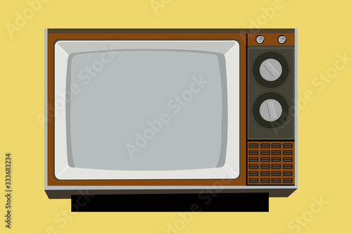 Vector Isolated Illustration of an Old Vintage Wooden Box Television