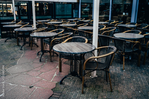 Empty restaurant terrace during the corona threat © Riku