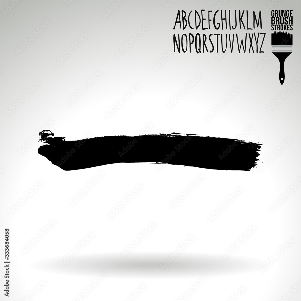 Fototapeta premium Black brush stroke and texture. Grunge vector abstract hand - painted element. Underline and border design.