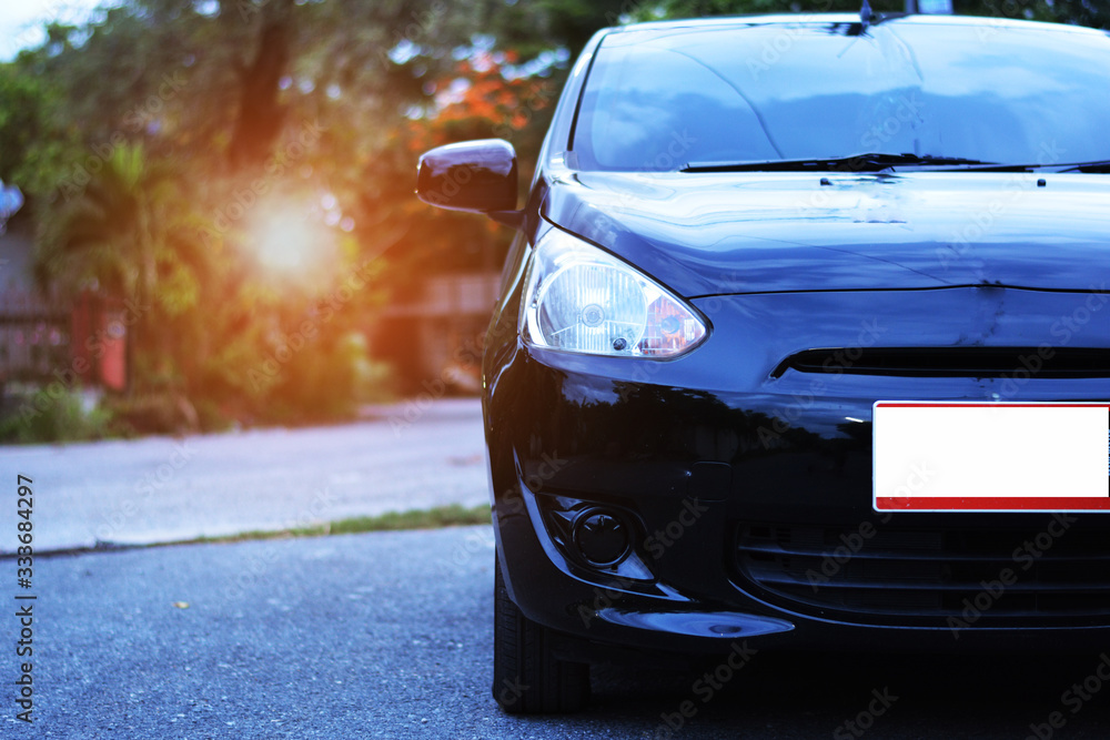 Car Black color running on the roads Car Black color running on the roads