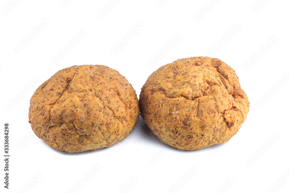 Fresh whole grain bread on white background Fresh whole grain bread on white background