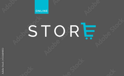 Online store website logo concept. Online shopping app. Cart icon.