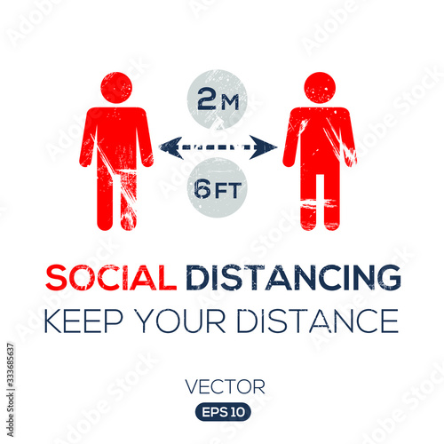 Creative (social distancing - keep your distance ) Word with Icons ,Vector illustration.
