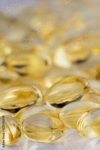 Close up Vitamin E Capsulus on a white background