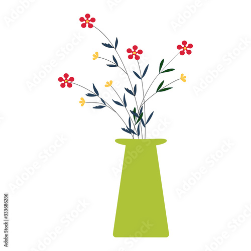Flower in green jar vector design 