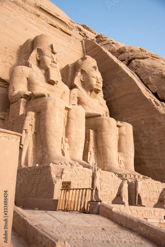 Ancient Egyptian temple built by Ramses II, carved in the stone of the mountain, in Abu Simbel next to Lake Nasser in Nubia, Egypt, Africa photo