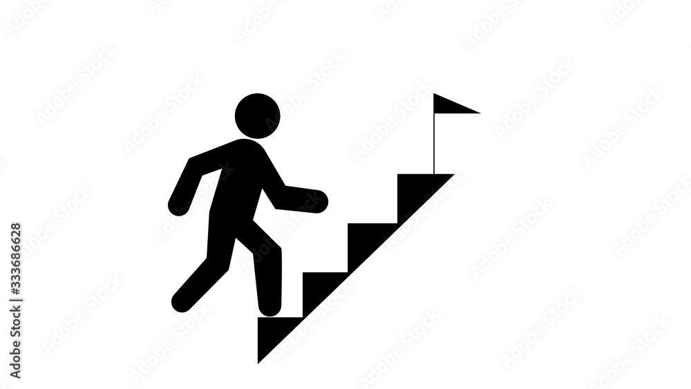 continuous line drawing of business man walk on stair