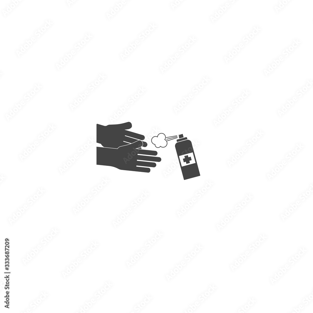 Vector icon of hand disinfection antiseptic on white isolated background. Layers grouped for easy editing illustration. For your design. Vector icon of hand disinfection antiseptic on white isolated background. Layers grouped for easy editing illustration. For your design.