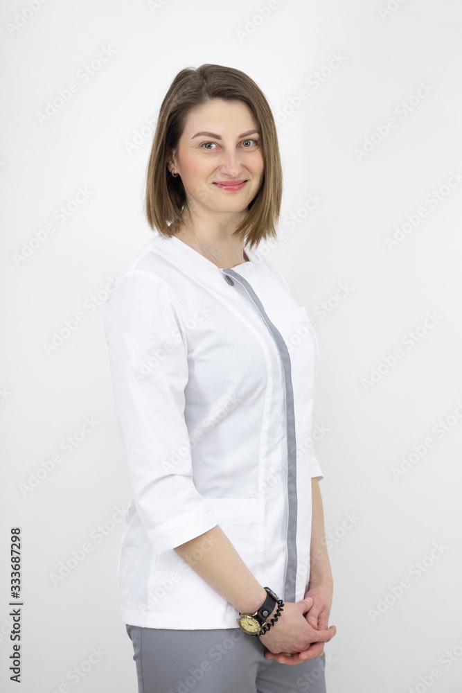 Young girl is a doctor of European appearance. Young girl is a doctor of European appearance.