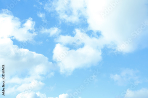 Picturesque view of beautiful blue sky with fluffy white clouds