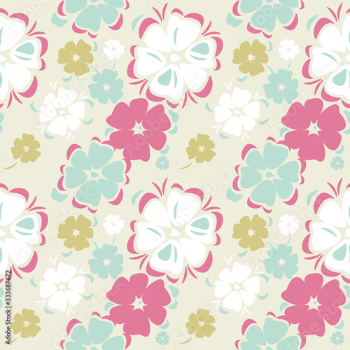 Childish seamless pattern with colorful flowers