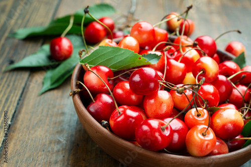 Sweet cherry in a plate.