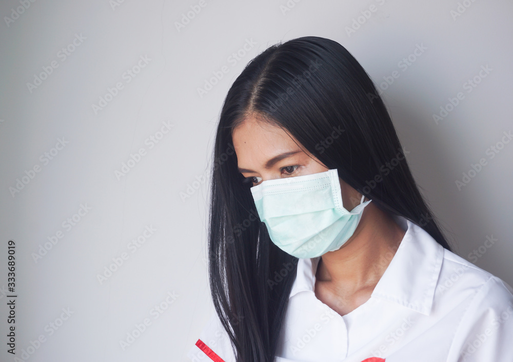 Portrait of young woman wearing a face mask, virus, coronavirus, Healthcare And Medicine concept. Portrait of young woman wearing a face mask, virus, coronavirus, Healthcare And Medicine concept.