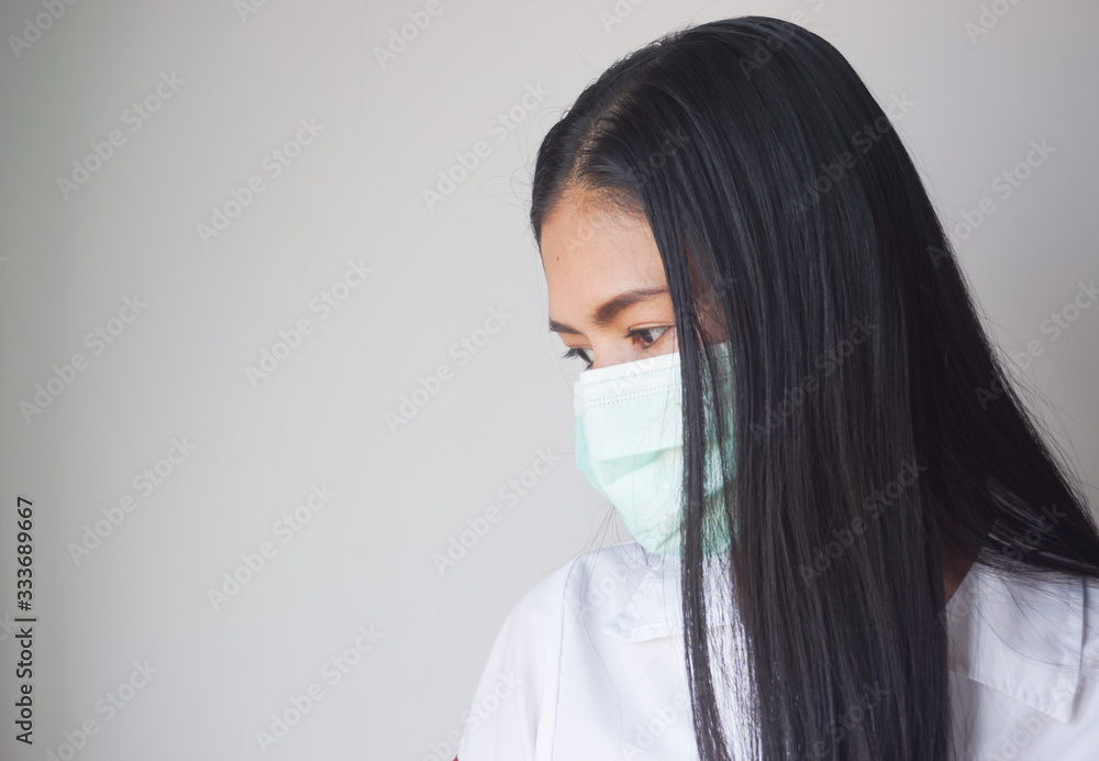 Portrait of young woman wearing a face mask, virus, coronavirus, Healthcare And Medicine concept. Portrait of young woman wearing a face mask, virus, coronavirus, Healthcare And Medicine concept.