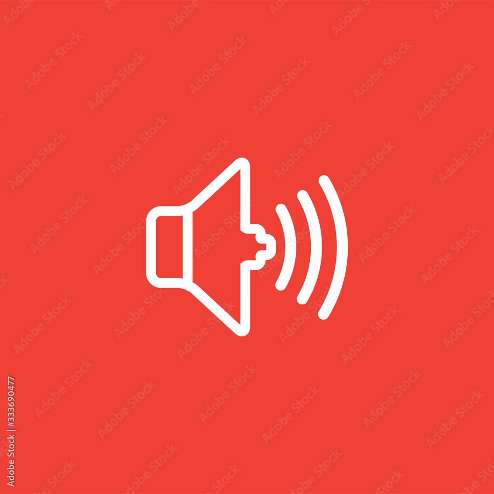 Sound Line Icon On Red Background. Red Flat Style Vector Illustration Sound Line Icon On Red Background. Red Flat Style Vector Illustration