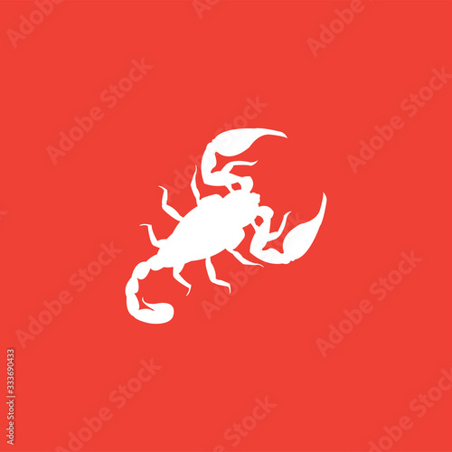 Skorpion Icon On Red Background. Red Flat Style Vector Illustration