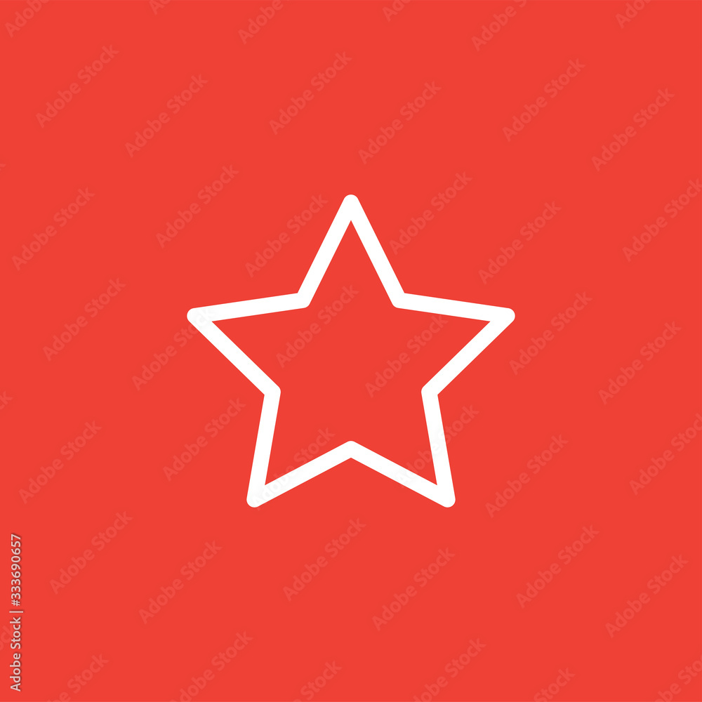 Star Line Icon On Red Background. Red Flat Style Vector Illustration Star Line Icon On Red Background. Red Flat Style Vector Illustration