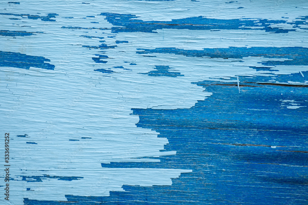 texture of Grunge blue peeling paint on wood surface