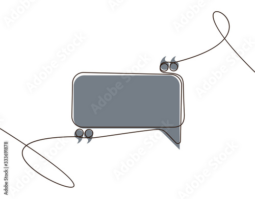 Continuous one line art drawing Quote speech bubble blank template. Modern Minimal design trend continuous one line art typography flat design cloud. single quotation speech bubble isolated on white.