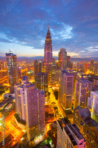 Kuala Lumpur city skyline during sunset