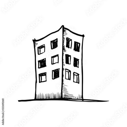 building sketch drawing on a white background
