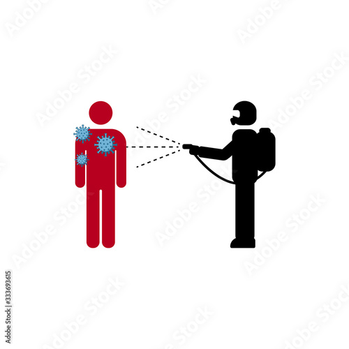 Disinfectant spray icon. Men in hazmat suits spray disinfecting liquid. spraying disinfectant liquid into humans. suitable for graphic resources, infographics