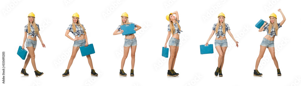 female construction worker isolated on white female construction worker isolated on white
