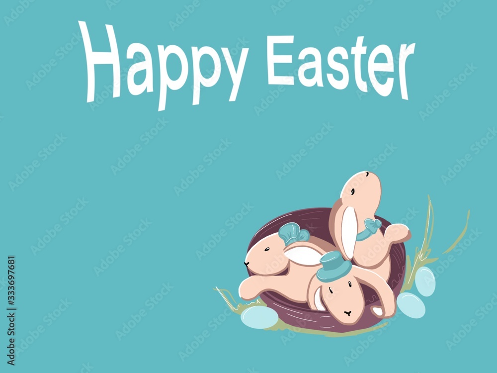 Easter rabbits in the basket Easter rabbits in the basket