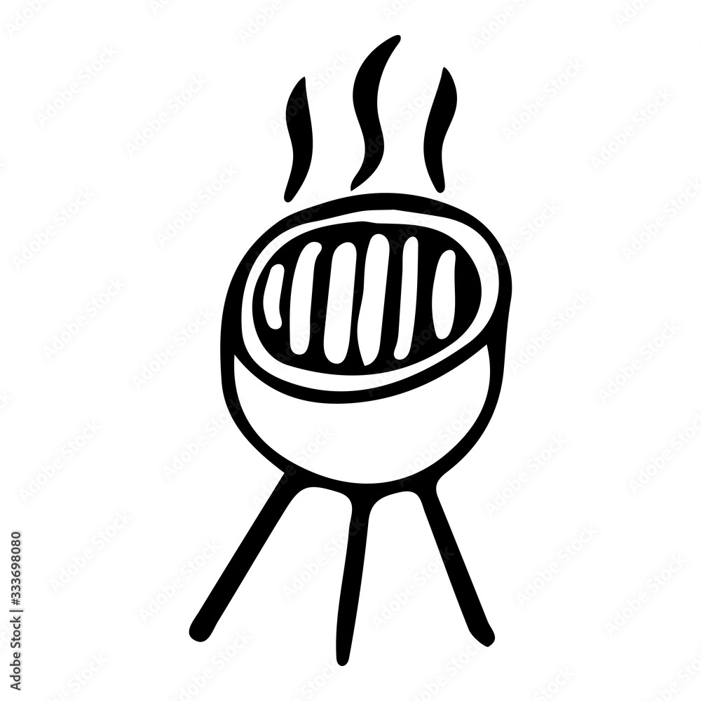 Vector hand-drawn illustration of a grill on an isolated white