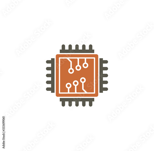 Processor chip related icon on background for graphic and web design. Creative illustration concept symbol for web or mobile app