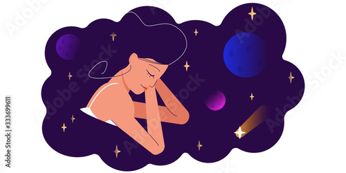 Sleeping girl in the space.