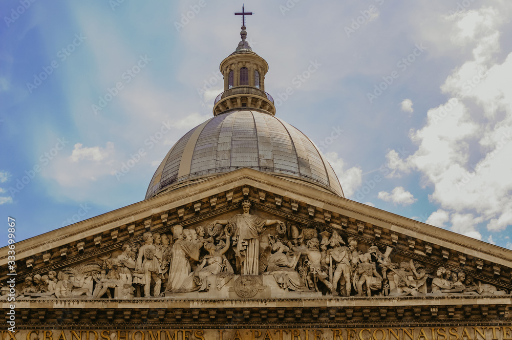 Paris, France - June 1, 2012. Sculptures of saints in the exterior of Notre Dame de Paris