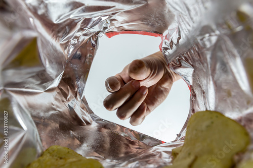 Creative angle concept inside a bag of chips