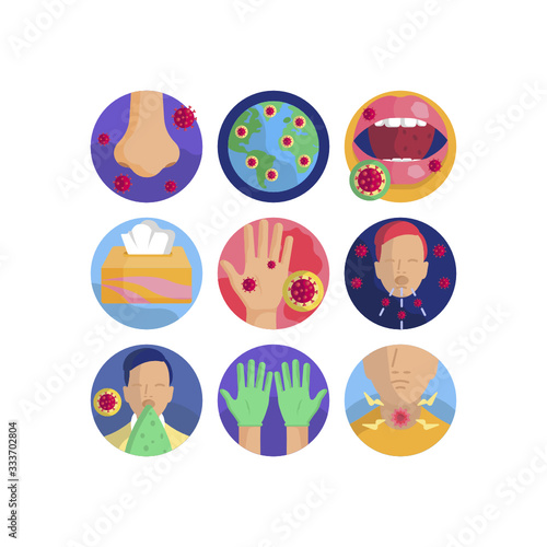 Set of Coronavirus vector icons illustrations. 