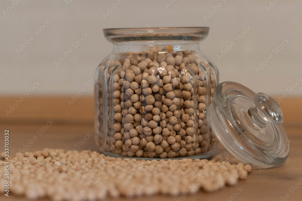 chickpeas in glass jar chickpeas in glass jar