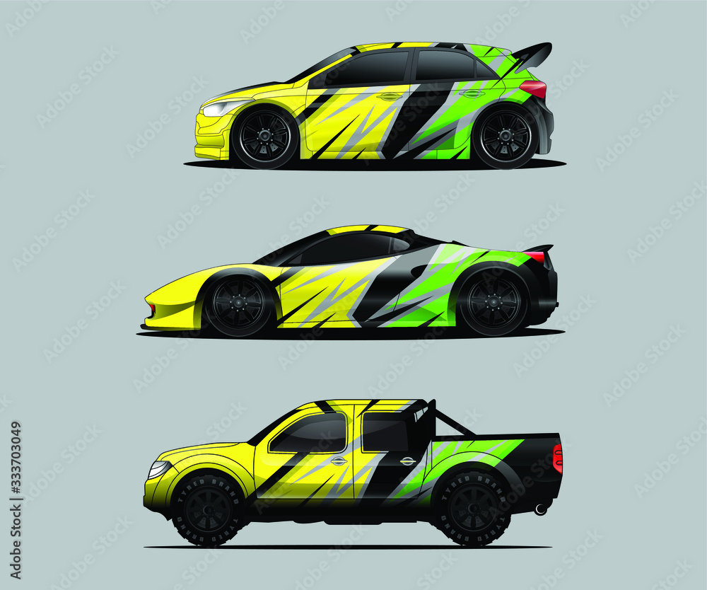 Fototapeta premium Car decal graphic wrap vector pack, abstract background