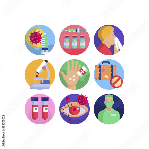 Set of Coronavirus vector icons illustrations. 