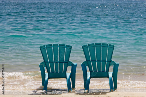 Blue Beach Chairs  Cat Island in Bahamas  PH