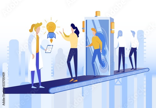 Informative Poster Brainstorming for Finding Idea. Simple Method for Effectively Selecting Ideas Suitable for Workgroups. There Detector on Platform, People Pass Through to Meet Woman Coat.