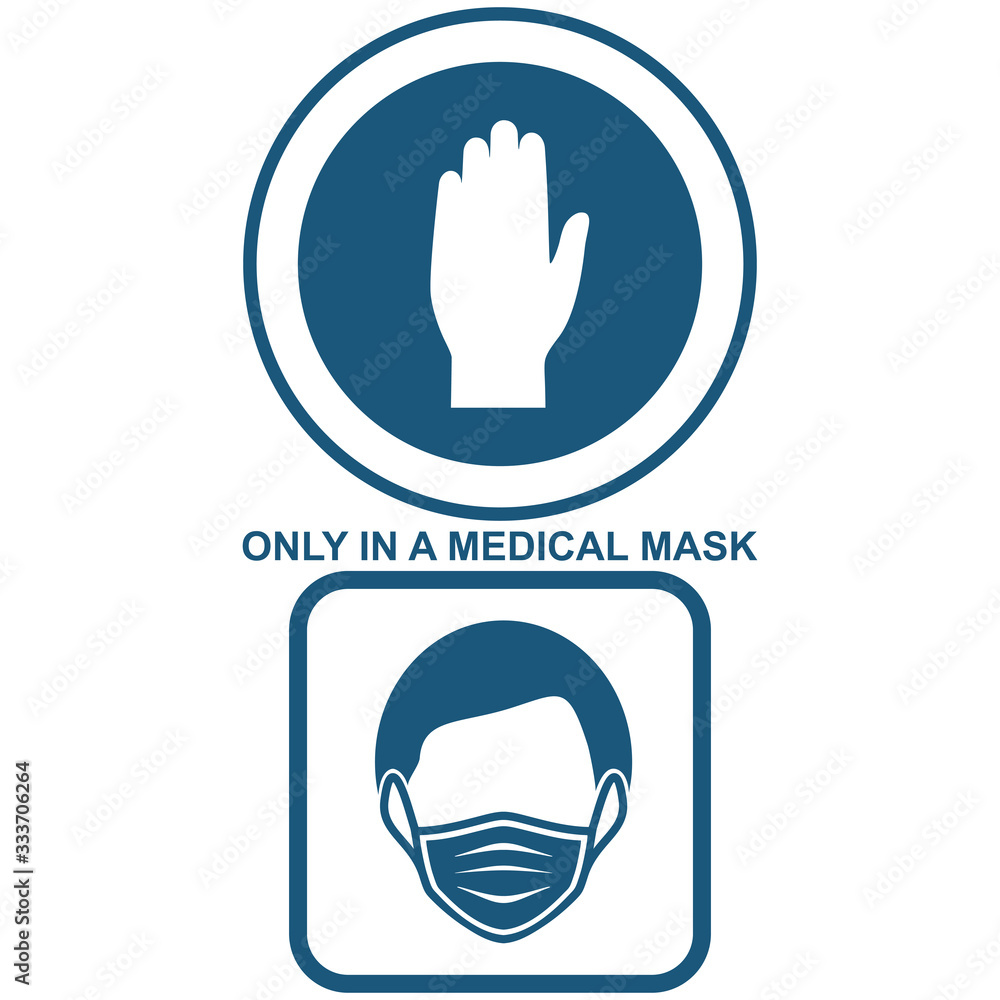 Obraz premium Healthcare infographic elements. Entrance is permitted only in a medical mask. Vector illustration.