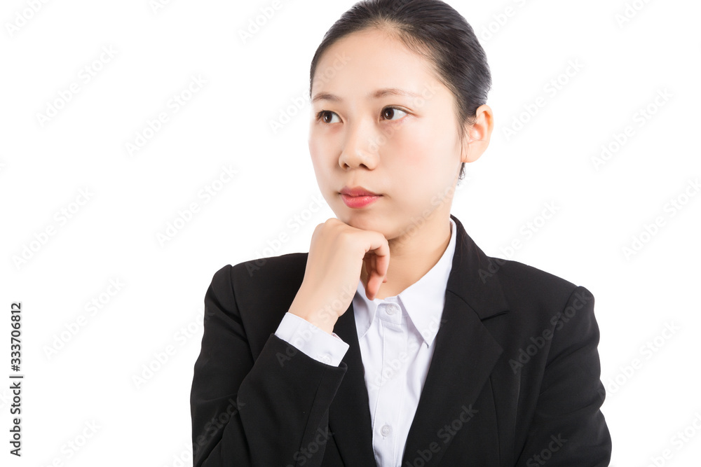 Annoyed woman, funny student with laptop computer playing holding pen between nose and lips as mustache looking up thinking playful bored after working long hours isolated light blue white background Annoyed woman, funny student with laptop computer playing holding pen between nose and lips as mustache looking up thinking playful bored after working long hours isolated light blue white background