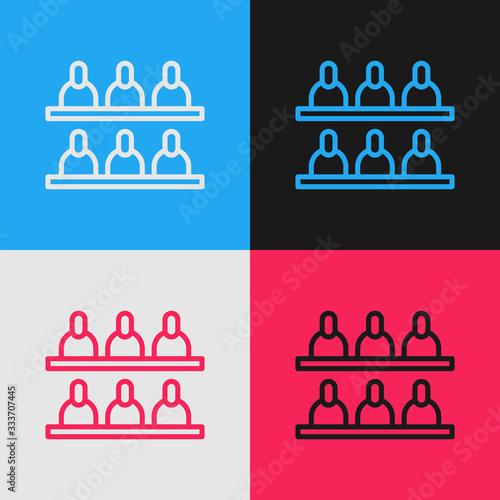 Pop art line Jurors icon isolated on color background. Vector Illustration