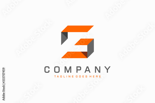 Geometric Square Ribbon Letter S and G Logo. Flat Vector Logo Design Template Element.