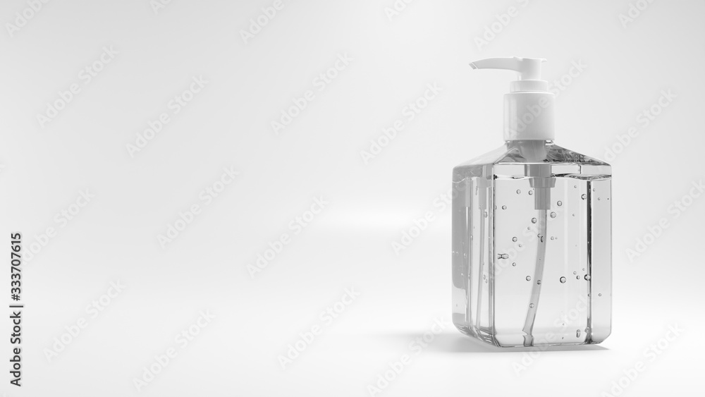 Alcohol Gel or Hand Sanitizer in Clear Bottle for Protect Coronavirus ,covid-19.3D render Illustration Alcohol Gel or Hand Sanitizer in Clear Bottle for Protect Coronavirus ,covid-19.3D render Illustration