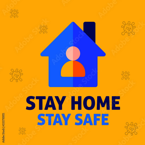 Stay home stay safe Covid-19 coronavirus quarantine campaign vector illustration Stop coronavirus awareness