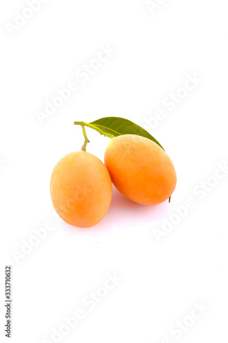 Marian plum, plum mango on white background